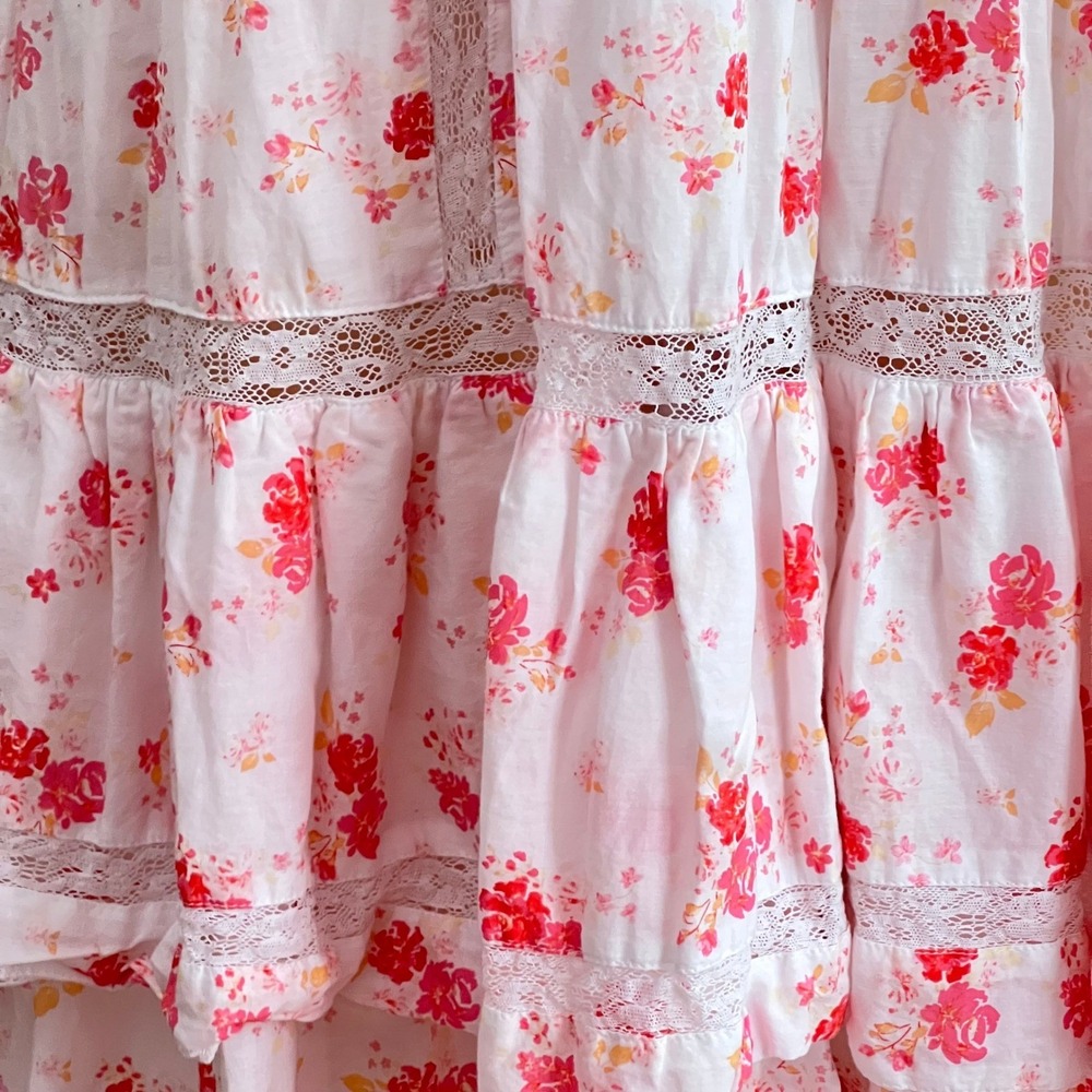 LoveShackFancy Dress Small Smocked Midi Puff Sleeve Pink Cottage Shabby Chic - Picture 14 of 14